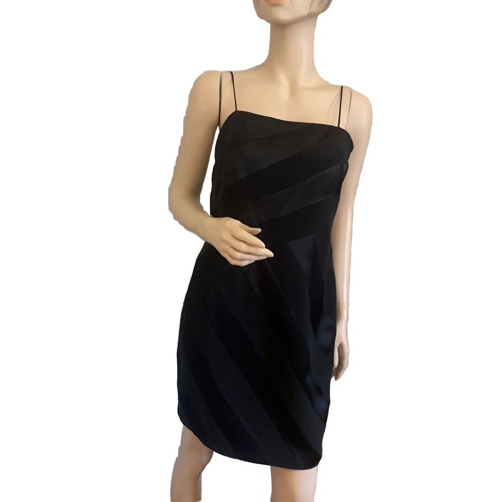 David Meister Womens Spaghetti Strap Sheath Cocktail Formal Dress Black Size 8